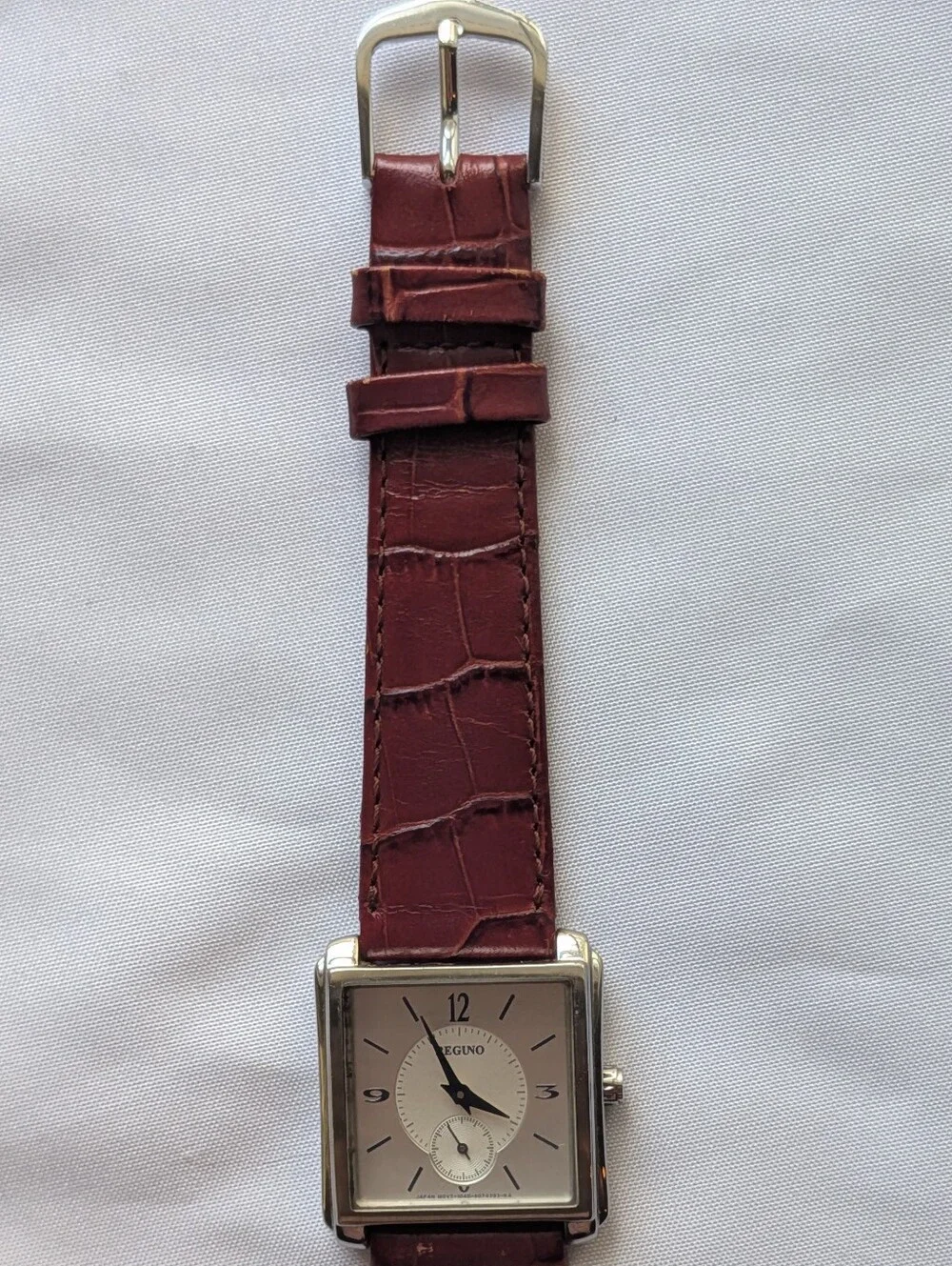 Citizen Reguno Watch Vintage Women's Silver Square Red Embossed Leather Strap